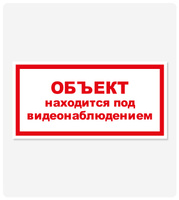 Табличка "Объект находится под видеонаблюдением" 125x250 мм, самоклеящаяся пленка