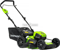 Greenworks Газонокосилка аккумуляторная GreenWorks GD40LM46HP с АКБ 4 А/ч и ЗУ (PRC, BL 40В, 46 см, сталь, 3 в 1, 55 л,