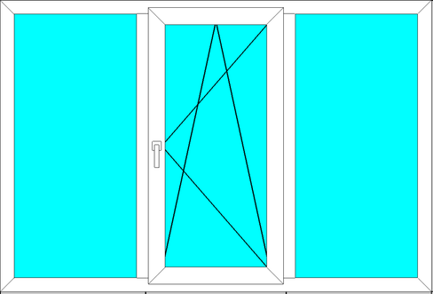 Окно пластиковое однокамерное KBE 1800х1600 трехстворчатое