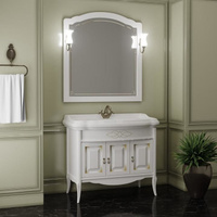 Мебель для ванной Лоренцо 100 Белый матовый с бежевой патиной Opadiris