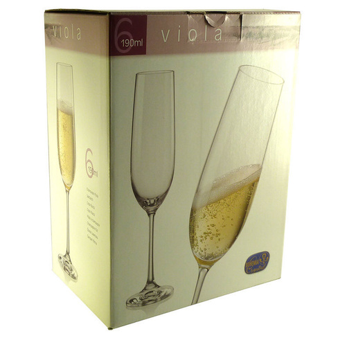 Набор бокалов стекло Bohemia 6 шт Виола 190 мл для шампанского грань водопад