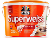 Краска Dufa Superweiss D4 для стен и потолков, матовая белая, 2,5 л