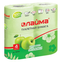 Туалетная бумага Laima Аромат Яблока зеленая двухслойная 4 рул., зеленый, яблоко