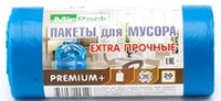 Мешки для мусора серии PREMIUM+ 30 литров в рулоне 20 штук синие