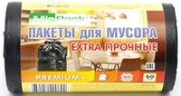 Мешки для мусора серии PREMIUM+ 60 литров в рулоне 50 штук черные