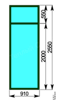Окно одностворчатое глухое 910х2550 мм алюминиевый профиль