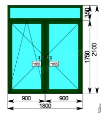 Окно балконное 1800 x 2100 мм