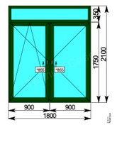 Окно балконное 1800 x 2100 мм