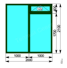 Окно балконное 2000х2100 с форточкой