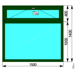 Окно балконное 1500 x 1400 мм горизонтальное открытие