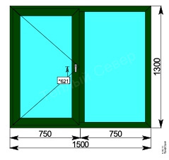 Окно балконное 1500х1300