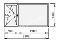 Окно ПВХ Melke 2880х1480 мм, двухстворчатое