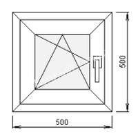 Окно ПВХ KBE 58 500х500 мм, створка поворотно-откидная
