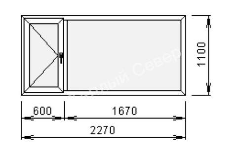 Окно ПВХ Reachmont 70 2270х1100 мм, двухстворчатое поворотное