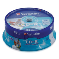 Диски CD-R VERBATIM 700 Mb 52x Cake Box упаковка на шпиле Комплект 25 шт.