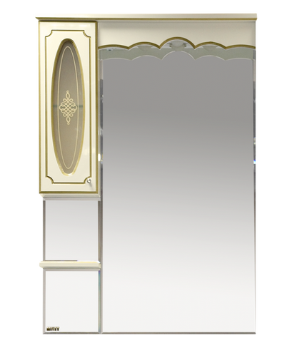 Зеркало-шкаф Misty Монако 80 левый бежевый с золотом и подсветкой