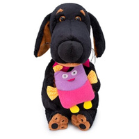 Мягкая игрушка Basik&Co Ваксон с совой, 25 см, черный/розовый