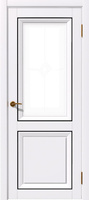 Межкомнатная дверь Бета - Soft_Touch белый 600*2000 плотно остекленное