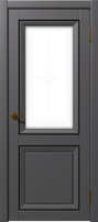 Межкомнатная дверь Бета - Soft_Touch серый 600*2000 плотно остекленное