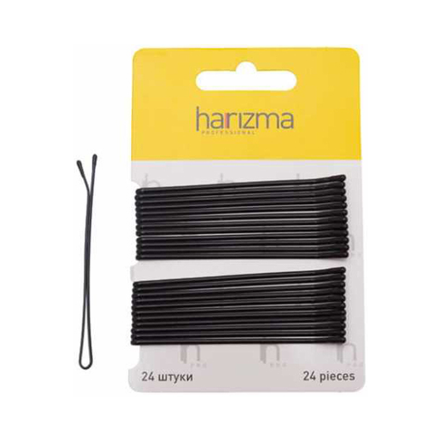 Невидимки 70 мм прямые черные (h10539-15, 24 шт) Harizma (Германия)