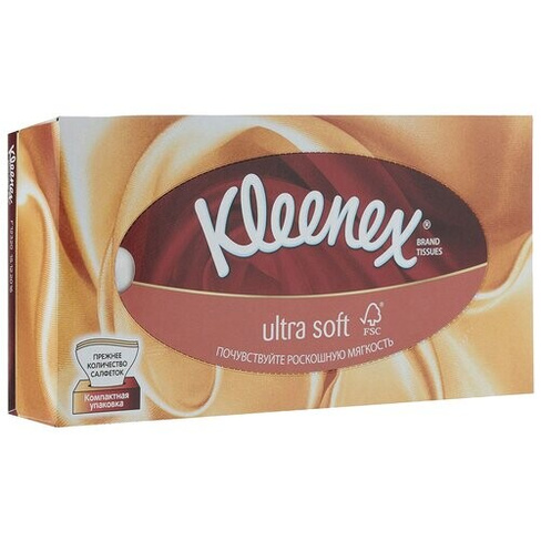 Салфетки Kleenex Ultra soft в картонной коробке, 56 листов, 1 пачка, коричневый Kimberly-Clark, s.r.o.