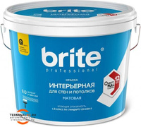 Краска BRITE PROFESSIONAL для стен и потолков матовая база А, ведро 2,7 л