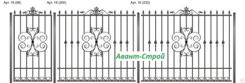 Кованое ограждение высотой 98х170 см артикул 16