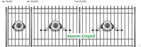 Забор кованый прямой высотой 200х170 см артикул 20