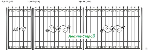 Кованое ограждение высотой 98х 170 см артикул 46