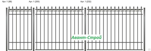 Кованое ограждение высота 200х170 см артикул 1