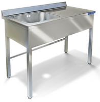 Стол разделочный кухонный с бортом и с одной ванной моечной СПП-530/1400Л (1400x600x850 мм) Техно ТТ