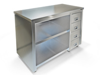 Стол тумба для профессиональной кухни без дверей без борта, задняя стенка нержавеющая сталь СПС-127/1207НЛ (1200x700x850