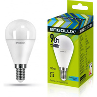 Электрическая светодиодная лампа Ergolux LED-G45-9W-E14-4K Шар