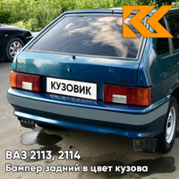 Бампер задний в цвет кузова ВАЗ 2113, 2114 с полосой 499 - Ривьера - Синий КУЗОВИК