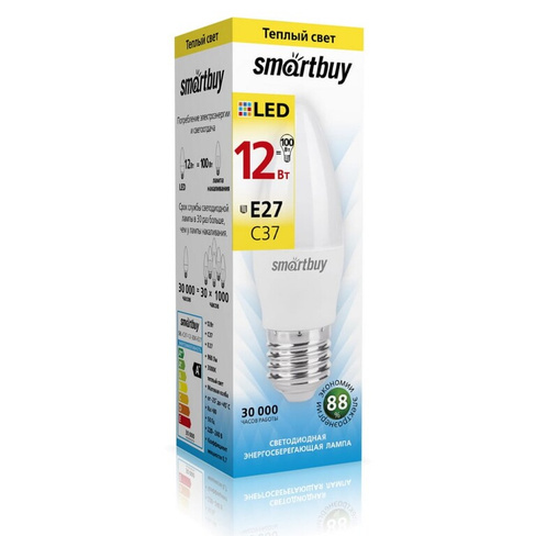 Светодиодная лампа Smartbuy SBL-C37-12-30K-E27