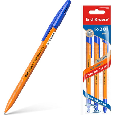 Шариковая ручка ErichKrause R-301 Orange Stick