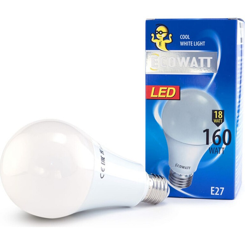 Светодиодная лампа ECOWATT A60, 230 В, 18 Вт, 4000K E27