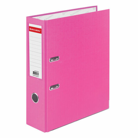 Папка-регистратор BRAUBERG с покрытием из ПВХ 80 мм с уголком розовая удвоенный срок службы 227195
