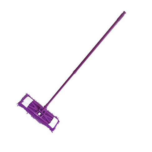Швабра плоская, микрофибра, 130 см, фиолетовый, телескопическая ручка, фиолетовая, микрофибра-лапша, Мультипласт, Умничк
