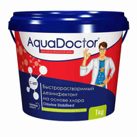 AquaDoctor C-60T, 1 кг, табл. 20 г, дезинфектант для бассейна на основе хлора быстрого действия (17509)