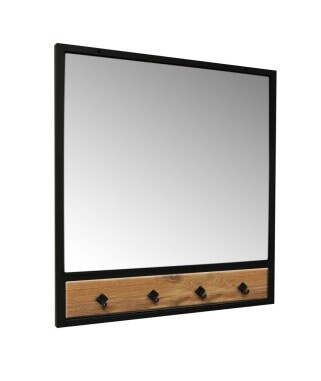 Зеркало с крючками на металлокаркасе сосна пасадена, дуб галифакс