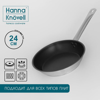Сковорода из нержавеющей стали hanna knövell, d=24 см, h=5,5, толщина стенки 0,6 мм, длина ручки 21,5 см, антипригарное