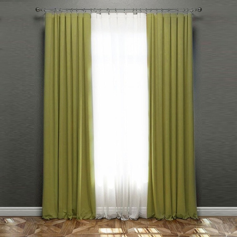 Классические шторы Блэкаут цвет: зеленый (170х270 см - 2 шт)