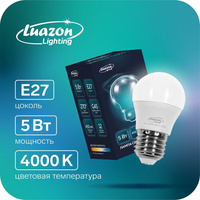 Лампа cветодиодная luazon lighting, g45, 5 вт, e27, 450 лм, 4000 к, дневной свет Luazon Lighting