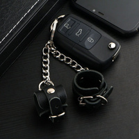 Брелок кожаный для автомобильного ключа, наручники, натуральная кожа No brand