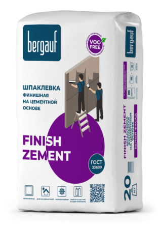 Шпаклевка цементная финишная Finish Zement 20 кг Bergauf 1 уп 64 шт