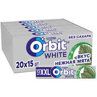 Orbit White XXL "Нежная мята" жевательная резинка без сахара, 1 блок (20 шт по 20,4г)