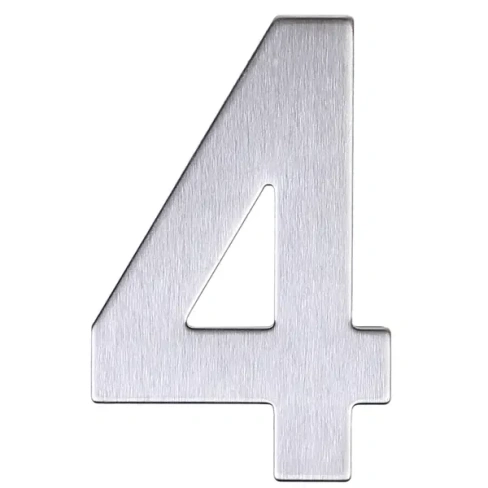 Цифра «4» самоклеящаяся 95х62 мм нержавеющая сталь цвет серебро LARVIJ None