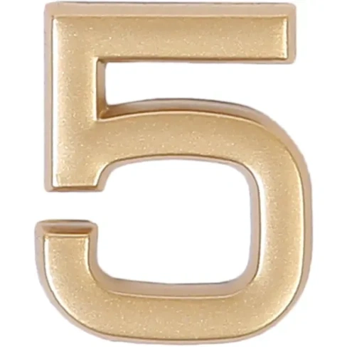 Цифра «5» самоклеящаяся 40х32 мм пластик цвет матовое золото LARVIJ None