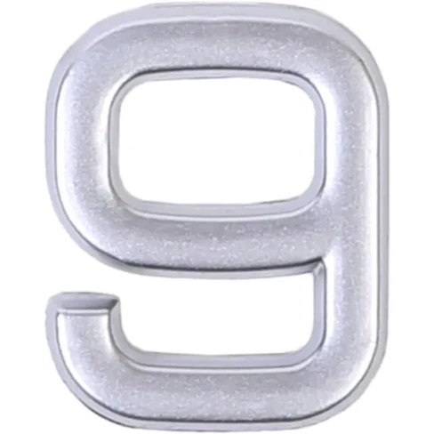 Цифра «9» самоклеящаяся 40х32 мм пластик цвет матовое серебро LARVIJ None